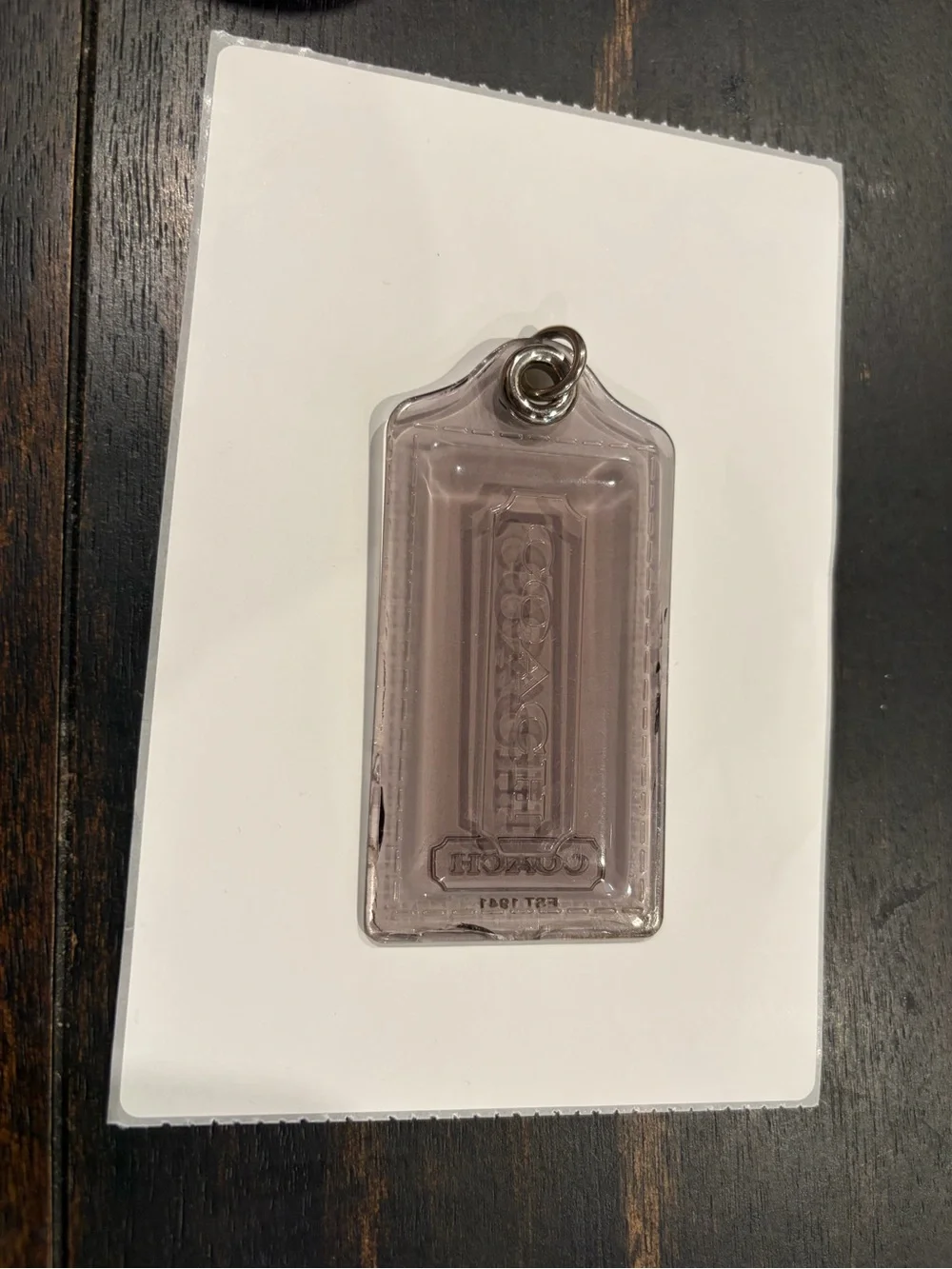 Coach Gray Acrylic Hangtag